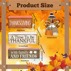Lineshading 4 Pcs Thanksgiving Decoration for Home Wooden Turkey Decor Thanksgiving Table Centerpiece Fall Tiered Tray Decor Rustic Decorative Turkey Block Signs Gift for Home Kitchen Shelf - style: Elegant Turkey