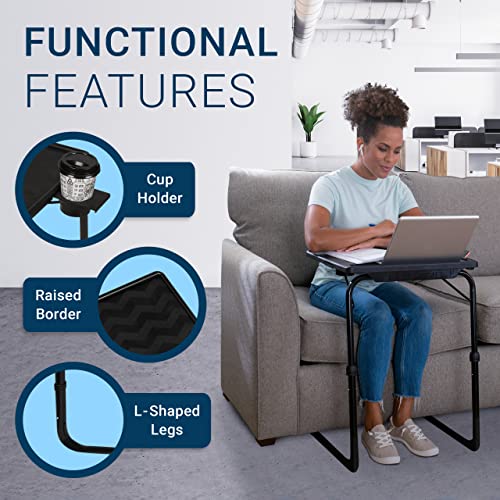 Table-Mate TV Tray Table | Portable Desk Folding Dinner Tray, Couch Table Trays for Eating Snack Food, Portable Laptop Desk, Bed Trays for Eating | Adjustable TV Trays with 3 Angles and Cup Holder - color: Mocha, size: 15"D x 21"W x 29"H