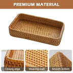 Rattan Bathroom Vanity Tray,Serving Vanity Basket,Bathroom Tray for Countertop,Sturdy Storage Basket for Dressing Table,Shelves,Desk Top,Cabinet,Nightstand ﻿
