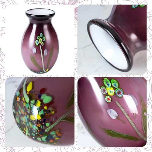 KAMMAK Colored Glass Vase, Beautiful Hand Blown Decorative Vase, Modern Art Vase for Flower Mantle Dining Table Centerpiece, Entryway Living Room Wedding Decoration (JG2077) - style: JG02077