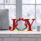 COCHIE Metal Merry Christmas Joy Sign, Christmas Wreath Table Centerpieces Decorations for Home, Office, Shelf, Mantel, Indoor, Xmas Red and Green Party Decor Supplies (XMAS B) - style: XMAS B