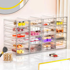YFXCVSL Acrylic Makeup Organizer with 31 Drawers, 6 Pack Clear Storage Drawers, Bathroom Makeup Organizer for Palettes, Cosmetic, and Beauty Supplies,Ideal for Vanity, Cabinet,Desk Organization - size: 31 Drawers