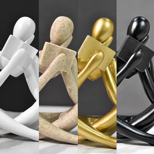 Gold Reading Women Statue, Thinker Sculptures, Abstract Art Ornament, Modern Aesthetic Figurine Decoration, Suitable for Home Living Room Bedroom Office Shelf Table Desk Bookshelf Decor (Gold Right) - color: Gold Right, size: Large