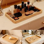 Bamboo Vanity Bathroom Tray for Counter, Bamboo Tray for Bathroom, Toilet Tank, Perfume 11.8L x 5.9W x 0.8H inch (Bamboo) - color: Natural Bamboo
