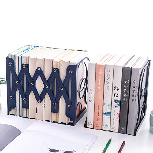 JIARI Adjustable Bookends Metal Book Ends Holder Shelf Heavy Duty Nonskid Bookend for Heavy Book (Round Black)