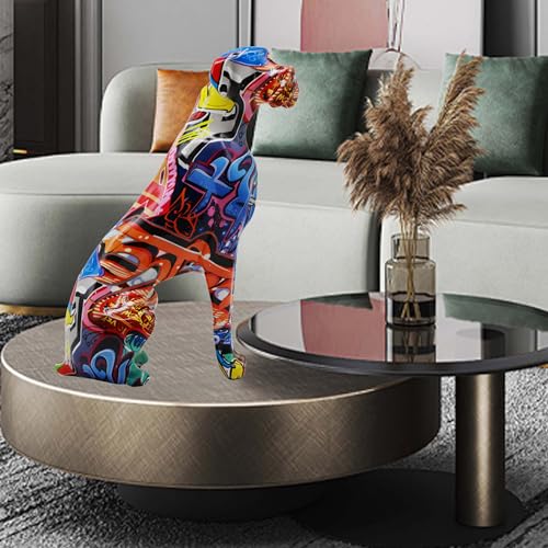 Graffiti Dog Statue, Abstract Resin Art Figurine Graffiti Decorations for Living Room, Christmas Decorations, Housewarming Gifts for Office Desk Table Top Bedroom Book Shelf Abstract, Color - color: Graffiti