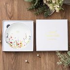 Crisky Initial Jewelry Tray Ring Dish & Gift Box, Ceramic Flower Trinket Dish for Rings Earrings Necklaces Keys, Bridal Shower Engagement Birthday Gift for Women, Friends 4.57" (Gold Foil W - style: Initial W