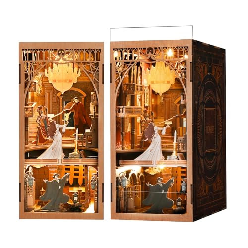 CCCDF Book Nook Kit, DIY Miniature Dollhouse Booknook Kit, 3D Wooden Puzzle Bookend Bookshelf Insert Decor with LED Light for Teens and Adults (Phantom of The Opera) - style: Phantom of The Opera