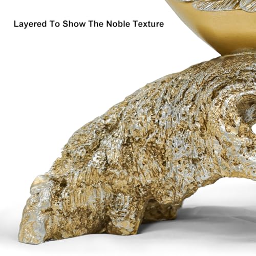 14.2" Gold Couple Swan Decor Figurine Modern Simulation Animal Sculpture Art Ornament Home Table Statue