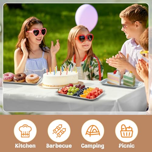 Silver 12 Pcs Small Stainless Steel Serving Tray Bulk 8.66'' x 4.33'' Rectangle Stainless Steel Food Serving Platter with Handle Vanity Tray Decorative Party Plate for BBQ Buffet Appetizer - color: Silver