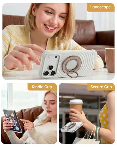 SYNCWIRE Magnetic Phone Ring Holder for MagSafe, 360° Rotation Cell Phone Grip Stand Finger Ring Kickstand Two-Sided Magnet Compatible with iPhone 17 Pro Max 16 15 14 13 12 MagSafe Accessories - color: Single Ring-1PCS-Desert Gold