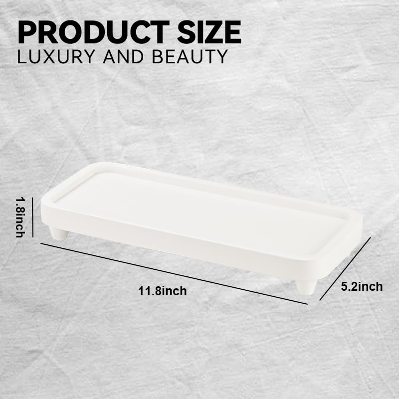 Bathroom Tray for Counter,Vanity Tray,Soap Dispenser Tray for Kitchen Sink, Kitchen and Home Decor (White) - color: White-large