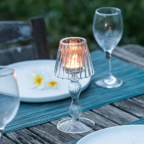 Gurfuy Desk Lamp Shaped Glass Candle Holder - Glass Hurricane Candleholder Crystal Decorative Candle Stand for Table Wedding Dinning Centerpieces Party Supplies Festival Decor Clear - color: Clear