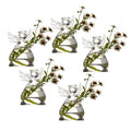 Angel Design Glass Vases Clear Flower Plant Terrarium Container Hanging Vase Wedding Decor Garden Ornaments Hanging Planter (Pack of 5) - size: 5pcs