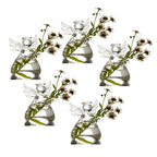 Angel Design Glass Vases Clear Flower Plant Terrarium Container Hanging Vase Wedding Decor Garden Ornaments Hanging Planter (Pack of 5) - size: 5pcs