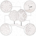 AXEARTE 2 Pack Wooden Carved Cutout Flower Medallion Sculpture, Rustic Distressed White MDF Statues Home Tabletop Decor, Decorative Ornaments for Living Room, Bedroom, Office Desktop, Cabinets