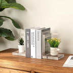MyGift L-Shaped Decorative Bookends, Transparent Heavy Duty Non-Skid Book Ends Stopper for Shelves Home Office School, 1 Pair, Premium Hotel Style Clear Thick Acrylic
