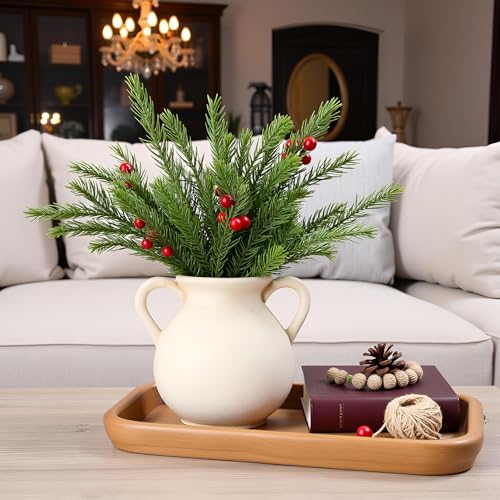 LUKA Antique Ceramic Vase with 2 Handle,6.4 inches Ice Cracked Rustic Vase Minimalist Decor, Decorative Vases for Home Decor, Table, Living Room, Shelf, Christmas Decoration(Small,Ice Cracked White) - color: S-ice Cracked White(6.69 In)