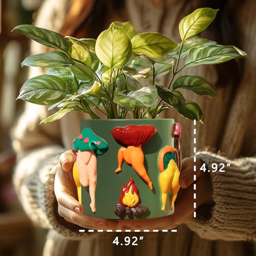 GUGUGO Unique Mushroom Lady Body Plant Pots, Cute Quirky Garden Planters, Boho Funky Eclectic Home Decor, Mushroom Lady Butt Flower Pots, Succulent Planter, Modern Aesthetic for Decorating, Pale Pink - color: Pale Pink, size: 5Inch