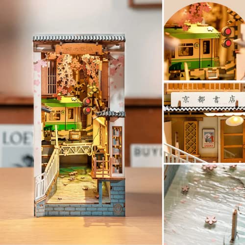 Rolife DIY Book Nook Kit Sakura Densya, DIY Miniature Booknook Kit Creative Decorative Bookend Bookshelf Insert 3D Puzzles for Adults, Halloween/Christmas Decorations/Gifts for Adults (Sakura Densya) - color: TGB - Sakura Densya