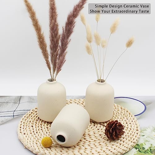 YANLING 6 Pack Small Vase for Flowers Boho Vases for Home Decor, Modern Light Yellow Ceramic Vases for Pampas Grass Simple Shelf Vase, Bud Vases for Wedding Dinner Table Party - color: Light Yellow-b, size: 6 Pack-Small
