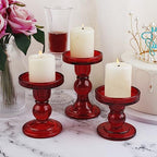 6-Piece Set of Red Glass Candlestick, Crystal Candlestick Holder Holder and Conical Candle, Christmas Candle Holder Decoration, Family Living Room Wedding Candle Holder (red2sets) - color: Red2sets