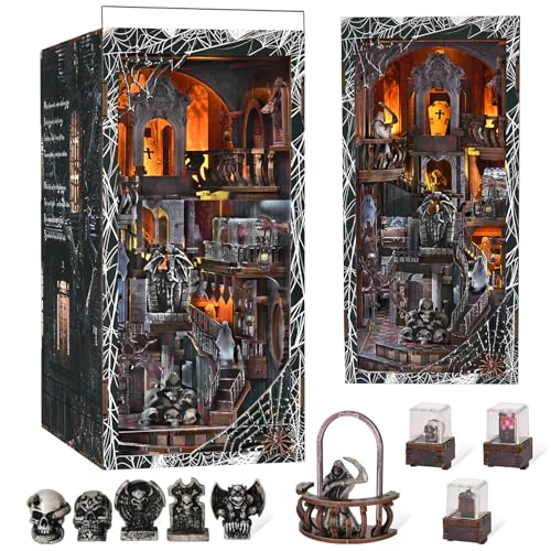MiniCity Book Nook Kit, DIY Miniature Dollhouse Kit 3D Puzzles for Adults Tiny House Mini Home Craft Bookshelf Nook Puzzle Book Decor Gifts for Teenagers Book Lovers (Haunting Relics) - style: Haunting Relics
