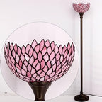 WERFACTORY Tiffany Floor Lamp Pink Stained Glass Wisteria Light 12X12X71 Inches Pole Torchiere Standing Corner Torch Uplight Decor Bedroom Living Room Home Office S523P Series