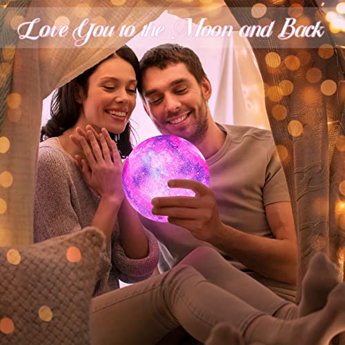 BRIGHTWORLD 7.1inch Galaxy Lamp 16 Colors Moon Lamp 3D Printing, Remote & Touch Control USB Rechargeable, Birthday Gifts for Women Room Decor Aesthetic（Black Hand Base） - style: 7.1in Black Hand Base