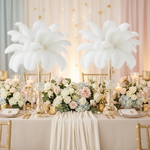 Crystal Gold Flower Vases for Centerpieces: Metal Trumpet Vases for Table, Elegant Flower Stands with Crystal Ball - Floral Decorations for Events Christmas Wedding Home Decor (Gold, 21.6in-2pcs) - size: 21.6in-2pcs