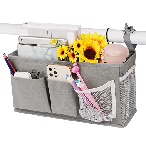 Loghot Bedside Caddy/Bedside Storage Bag Hanging Organizer for Bunk and Hospital Beds,Dorm Rooms Bed Rails,Can be Placed Glasses,Books,Mobile Phones,Keys (New Grey-1) - color: 1pc New Grey-1