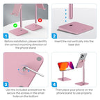 OMOTON Cell Phone Stand, Adjustable Angle Height Desk Phone Dock Holder for iPhone Air/17 Pro Max / 11 Pro/XS Max/XR, Samsung Galaxy S20 / S10 / S9 / S8 and Other Phones (3.5-7.0-Inch), Rose Gold - color: Rosegold