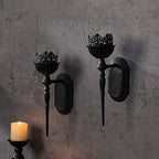 Gothic Wall Sconce Candle Holder (Set of 2) Black Crown and Scepter Design Wall-Mount Metal Candle Holders Hanging Iron Wall Candle Sconce Holder for Living Room, Bathroom, Dining Room - color: Crown Sconce - Standard