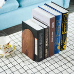 Large Bookend Hold Heavy Books- 7x4x5in 3 Pack Wood Bookends for Heavy Books Heavy Duty Walnut Book Ends for Men Wood Bookends for Office Desk Non-Skid - color: Walnut-r-3pair