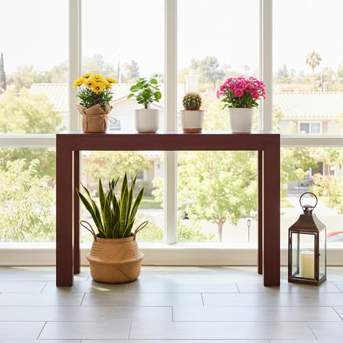 Plank+Beam Modern 46 Inch Console Table, Solid Pine Wood Entryway Table, Narrow Sofa Table for Hallway or Living Room, Walnut - color: Walnut, size: 46 Inch