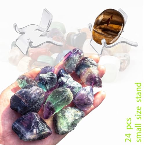 24 PCS Rock Display Stand - Small Rock & Crystal Holder Easels for Displaying Minerals, Geodes, or Other Items at Weddings, Home, Decoration, Birthdays & Tables - size: Small