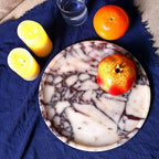 Natural Marble Tray, Coffee Table, Food, Fruit, Paper Cup, Cake Display, Coffee bar, Family Gatherings, Seasonal Holiday Decoration Tray(Viola-Circular-9.8"x9.8"x0.7") - color: Viola-circular-9.8"x9.8"x0.7"