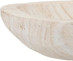 BOLTCORRSE Large Whitewashed Decorative Wood Bowl - Hand Carved Paulownia Tray for Coffee Table Centerpiece & Entryway Catchall - Organic Modern Farmhouse Decor