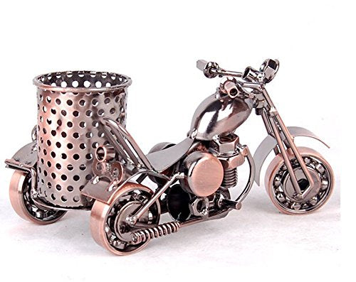 Trebisky Metal Sculpture - Retro Classic Handmade Iron Motorcycle Unique Metal Art Decor - Home décor (5.5" L,3" H, Copper Pen Cup) - color: Copper Pen Cup