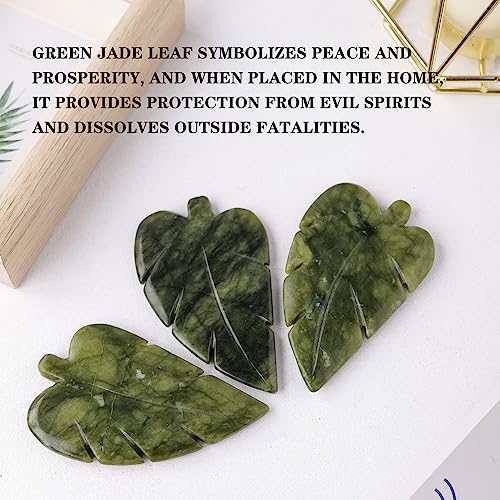 Runyangshi 1PCS Natural Green Jade Stone Hand-Carved Crystal Leaves Sculpture Leaf Shape Crystal Healing Stone Figurines Reiki Gemstone Collection Home Decor Desk Decor - color: 1pcs Green Jade Leaf