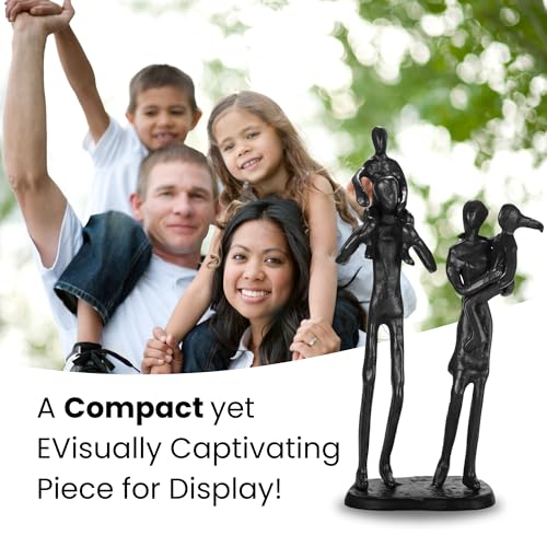 Rustic Family Figurines Family of Four Sculptures Parents and Kids Statues for Bedroom Décor Cast Iron Family Sculpture for Living Room Decor Gifts for Family Unique Art Piece Modern Home Décor - style: Family of Four Sculptures
