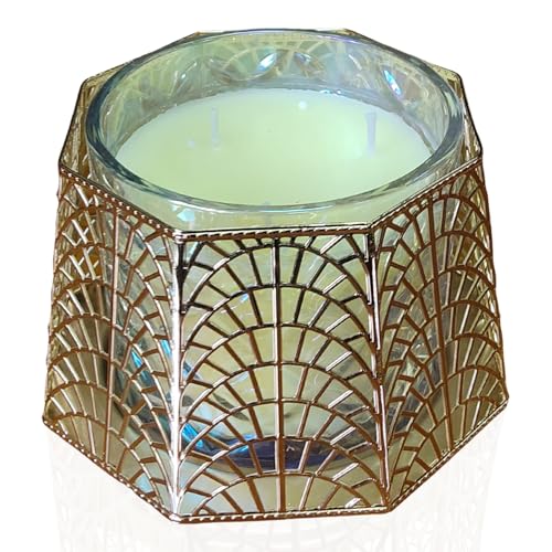 3 Wick Candle Holder, Shell Design Candle Jar Holder for 4-Inch Diameter Jars (5.25" D x 3.5" H) (Rose Gold) - color: Rose Gold