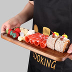 Wooden Serving Platters Long Charcuterie Boards Acacia Wood Decorative Trays for Home Decor Cheese Board Snack Appetizer Plates Kitchen Dinner Tray for Food Dish Rectangle Cake Dessert Platter - size: 14" × 5.5" × 0.6"