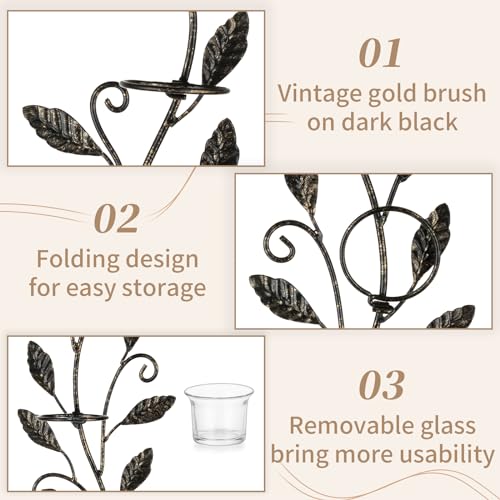 Sziqiqi Wall Sconces Candle Holder - Wall Candle Holder Black Tea Light Candle Sconce Vintage Wall Sconce Set of 2 for Living Room Wall Mount Candle Sconces for Bathroom Dining Room