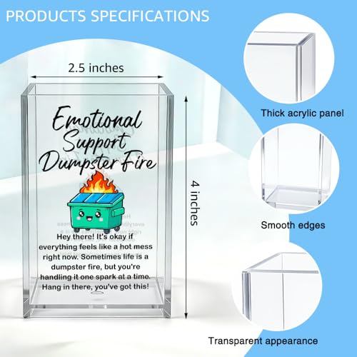 Emotional Support Dumpster Fire Acrylic Organizer Pencil Pen Holder, Dumpster Fire Bookmark Holder, Positive Stress Relief Desk Accessories Holder for WomenCoworker Boss Friend Sister - style: Dumpster Fire