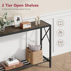 Tajsoon Industrial Console Table 41.8", 2 Tier Entryway Table with Storage Shelves, Narrow Sofa Table with Stable X-Frame, for Living Room, Hallway, Foyer, Office, Dark Grey - color: Dark Grey