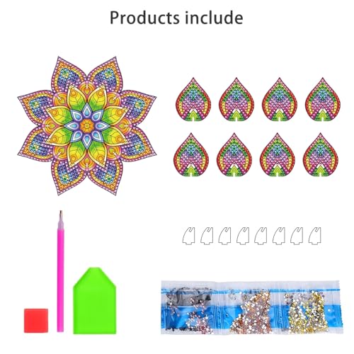 DIY Diamond Art Painting Candlestick Holders 5.71in Mandala Flower Shape Desk Candle Tray Tabletop Ornaments for Wedding Ramadan Party Home Table Centerpiece-Mandala01 - color: Mandala01