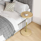 Adjustable End Table, Small Round Side Table, Drink Table for Small Spaces, Pedestal Nightstand for Living Room, Bedroom, Sofa Couch, Natural ET-010YW - color: Natural