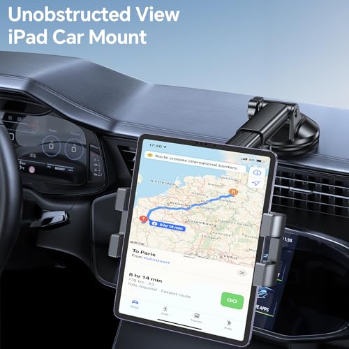 Tablet Holder for Car ipad Holder for Car【Windshield+Dash】Suction Cup ipad Mount for Truck Stand【360° 】Tablet Car Mount soporte para tableta para auto for All 4.7"-12.9" Apple iPad Samsung Galaxy Tab