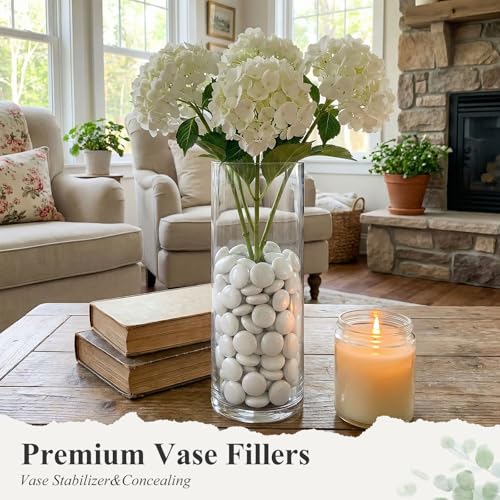 DomeStar 2LB White Flat Glass Marbles, Decorative Marbles for Vases Aquarium Pebbles Fish Tank Rocks Vase Fillers DIY Crafts Table Scatter Decor - color: White